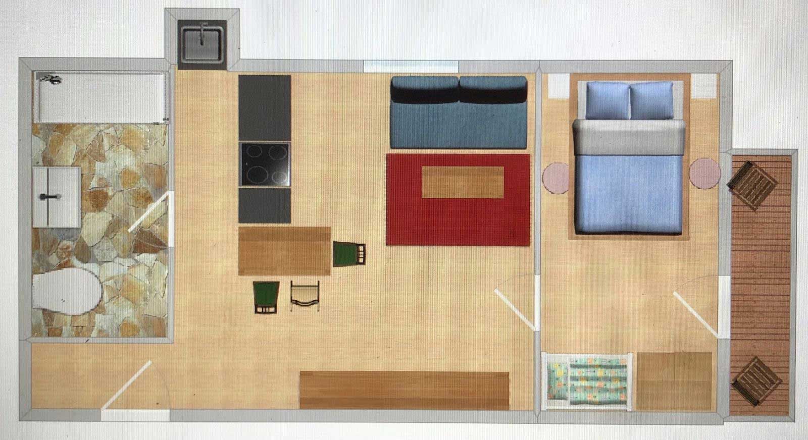Grundriss der nachhaltigen Ferienwohnung Taubenschlag - Schönwald im Schwarzwald